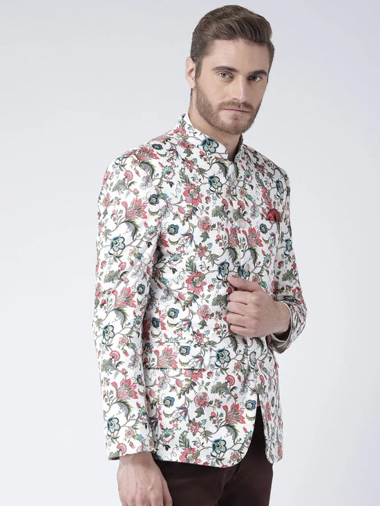 Hangup Men Standard Printed Men Formalwear-D485ButtonBlazer