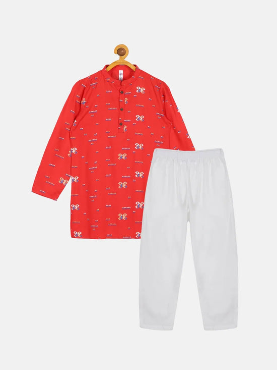 Boys Printed Kurta Pyjama Set-SS23BKURTA037009