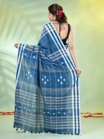 Sapphire Blue Cotton Soft Saree With Checkbox Designs-MA62CT331100056