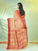 Beige Tussar Silk Saree With Woven Texture Motifs-MA66TUS431820068