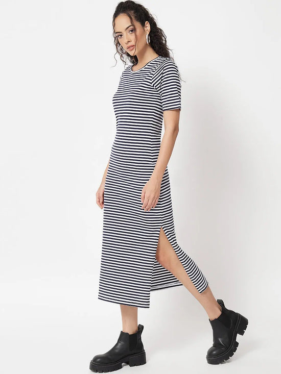 Side Slit Stripe Dress