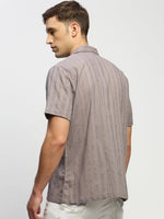 Men Grey Striped Shirt-JOUSKA-1746-Grey