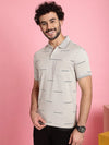 Venitian Men All Over Printed Sand Premium Cotton Polo Neck T-shirt With Pocket