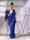 Navy Blue Cotton Saree With Stripes Design-MA55CT06520032