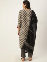 Women's Grey Printed Kurta Sets-FS-2198-Grey