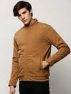 Men Brown Solid Casual Bomber Jackets-ZD-3704-Camelbrown