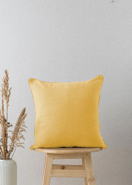 Solid Yellow 100% cotton plain cushion cover for sofa-230454072