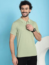 Venitian Men All Over Printed Polo Neck Mint Cotton T-Shirt With Pocket