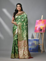 Green Silk Banarasi Saree With Zari Woven Designs-MA52BSL441050049