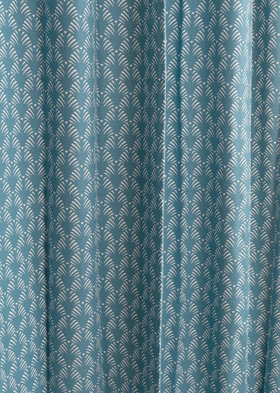 Pergola 100% cotton geometric curtain for living room & Bedroom - Room darkening - Indigo - Pack of 1-230421066