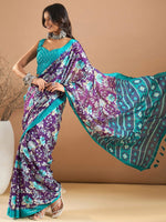 Saree Mall Women's Georgette Purple Printed Designer Saree With Blouse Piece-MOHINI101