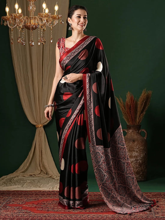 Saree Mall Women's Crepe Black Printed Designer Saree With Blouse Piece-MOHAR101B