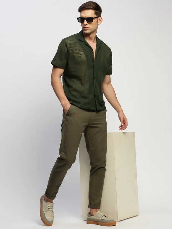 Men Green Solid Shirt-JOUSKA-1729-Olive