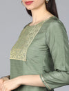 Ahika Women Green Kurta With Trousers With Dupatta