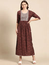 Women's Rust Embellished Anarkali Kurta-SKC-1037-Rust