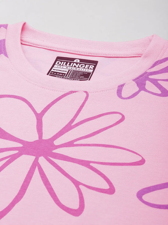 Dillinger Pink Graphic Oversized T-Shirt-WMNCR418PINK-XS