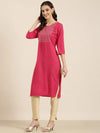 Women Fuchsia Solid Straight Kurta-RA-070-Fuchsia