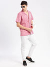 Men Cuban Collar Solid Pink Casual Shirt-CANDORE-2149-Pink