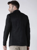 Hangup Men Standard Solid Men Formalwear-Black2ButtonVelvetBlazer