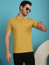 Venitian Men  Pique Matty Cotton Yellow Colour Polo Neck All Over Printed T-Shirt