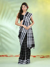 Black Cotton Soft Saree With Checkbox Designs-MA62CT331100059