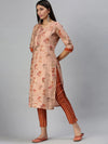 Women's Peach Printed Kurta Sets-SKC3173-Peach