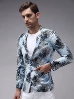 Men Blue Printed Blazer-SOBLZ-266-Blue