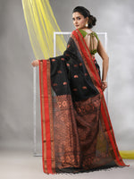 Black Silk Matka Soft Saree With Paisley Motifs-MA57SLMT331760023