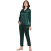 Smarty Pants Women's Silk Satin Solid Bottle Green Color Night Suit