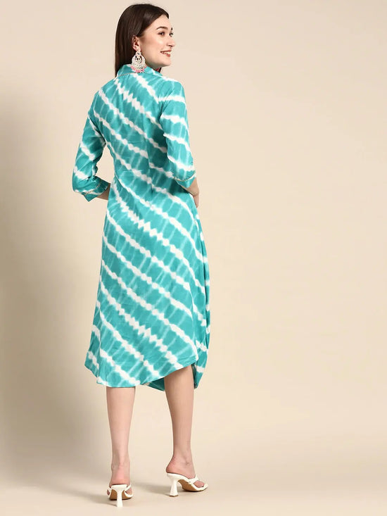 Front Cowl Midi Dress in Aqua Blue