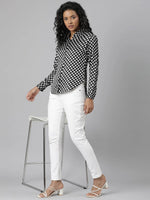 Women Black Polka Dots Shirt-AE-333845-Black