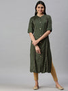 Women's Green Printed Straight Kurta-JC60-Green