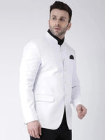 Hangup Men Standard Solid Men Formalwear-5Button_White_Blazer