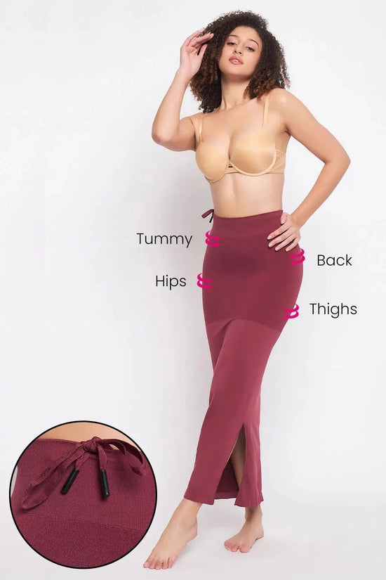 Clovia Saree Shapewear Petticoat with Drawstring in Maroon