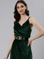 Women Green Solid A-Line Dress-HQ-105-Green