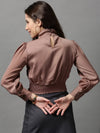 Women's Taupe Solid Top-AE-7050-Taupe