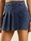 Women Blue Blast Wrap Pleated Denim Skorts