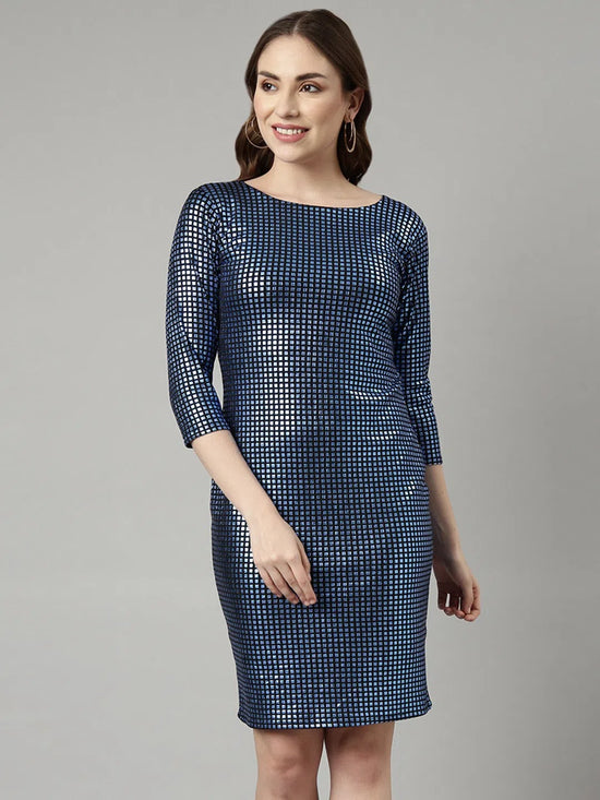 Women Blue Geometric Bodycon Dress-CM-20810-Blue