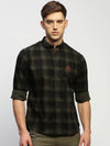 Men Green Checked Shirt-CLEON-1799-Green