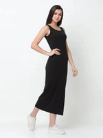 Rigo Solid Round Neck Sleeveless Maxi Dress