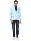 Hangup Men Standard Solid Men Formalwear-AquaLinenBlazer