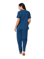 Smarty Pants Women's Cotton Rib Blue Color Round Neck Night Suit