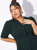 Women Emerald Green Front Button Top With Pants