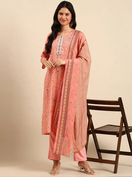 Women's Pink Printed Kurta Set-FS-2764-Pink