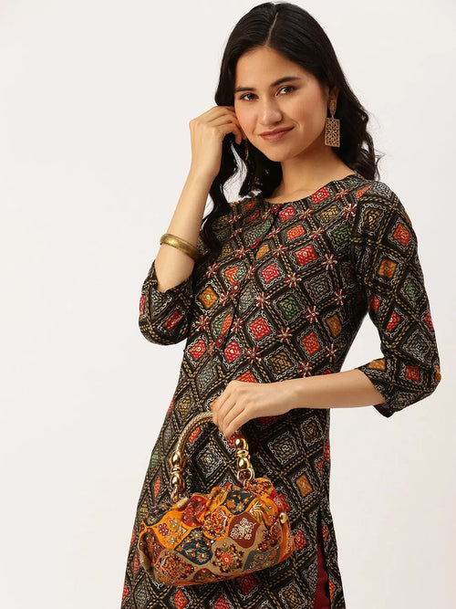 Women's Multi Printed Straight Kurtas-GW-2681-Multi