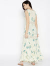 Floral printed maxi dress with lace inserts with Blue Print