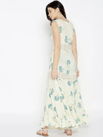 Floral printed maxi dress with lace inserts with Blue Print