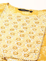 Women's Yellow Printed Kurta Set-BCSK-1506-Mustard