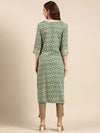 Women's Green Printed Straight Kurta-AT-A789-Green