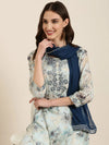 Women Blue Floral Kurta Set-UB-001-Blue